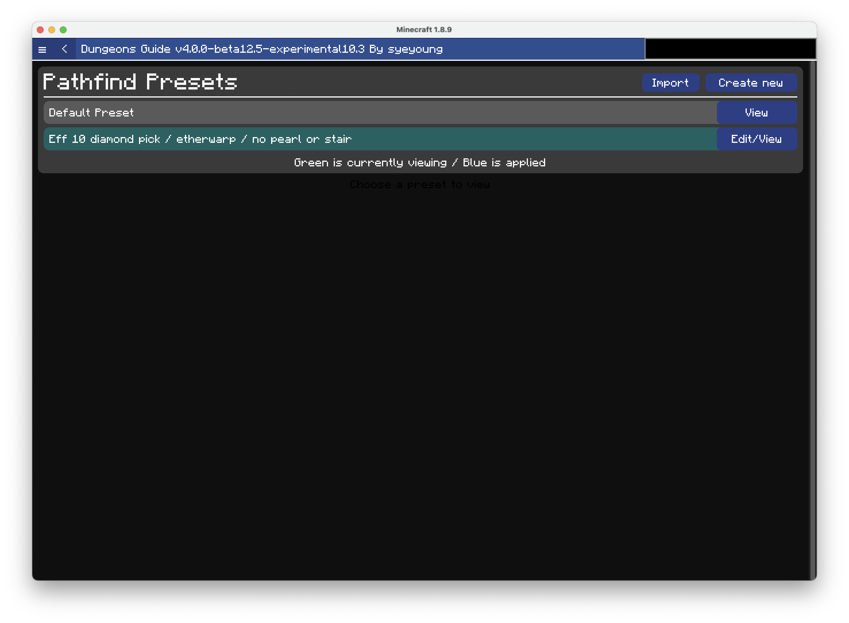 Pathfind Presets page