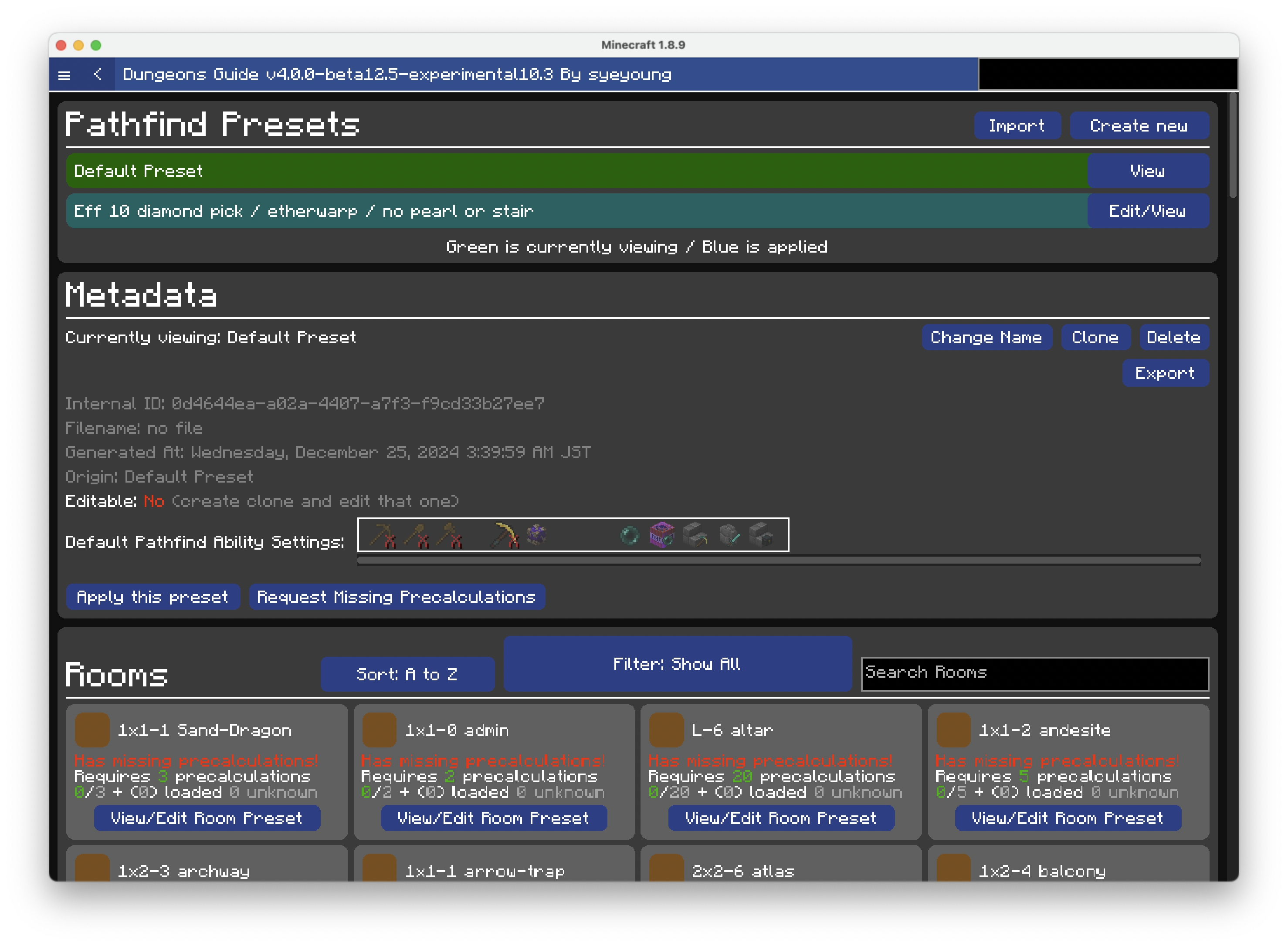 Pathfind Preset Selected
