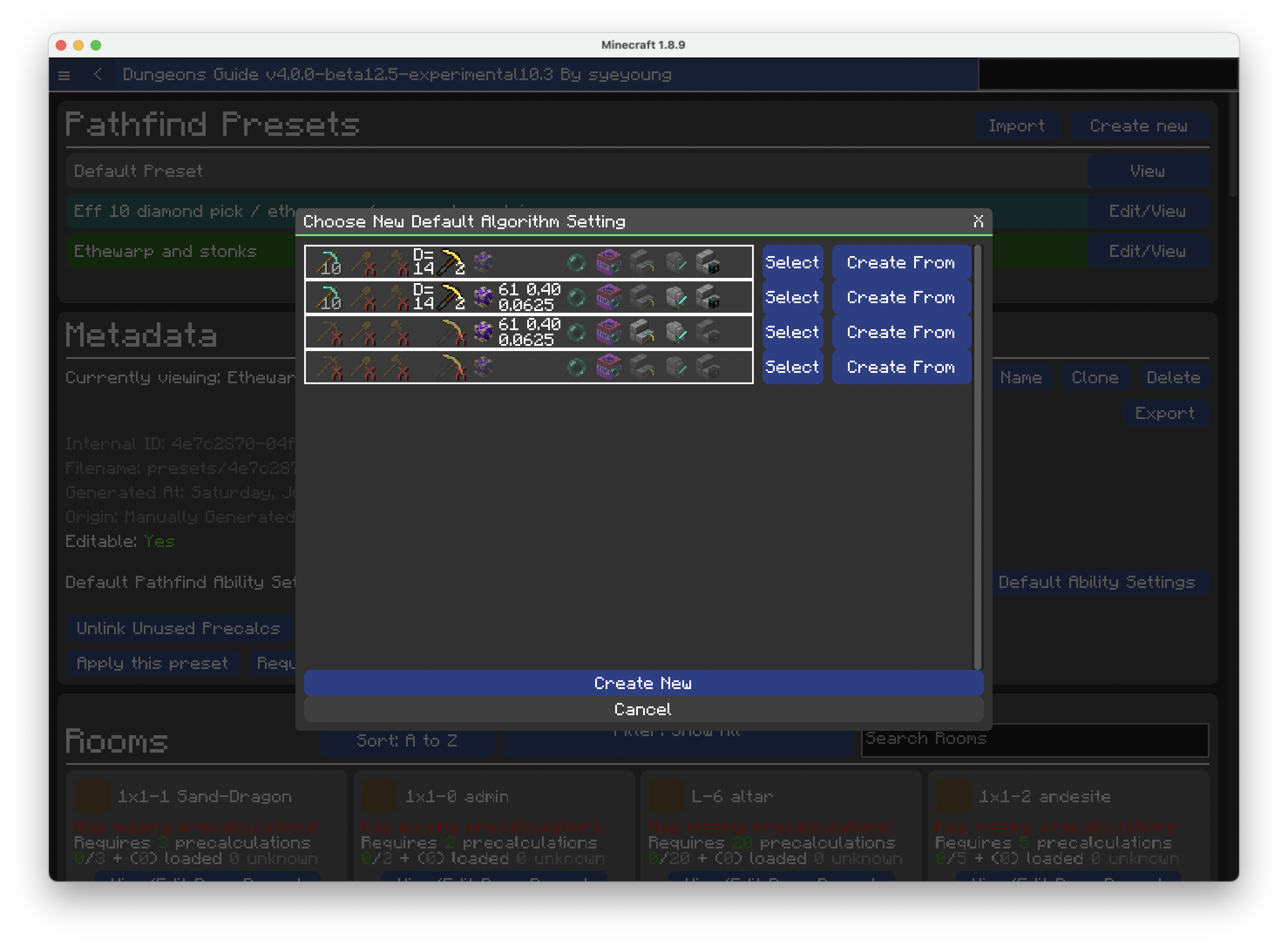Choose New Default Algorithm Setting